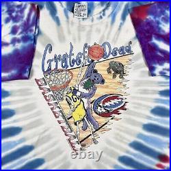 Vtg 90s GRATEFUL DEAD BASKETBALL TIE-DYE T-Shirt XL single stitch concert rock