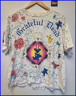 Vtg 90s Grateful Dead AOP T Shirt Mens XL Single Stitch Bears