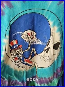 Vtg 90s Grateful Dead T-Shirt Uncle Sam Moon 1991 Tie Dye Bob Weir Rare Graphic