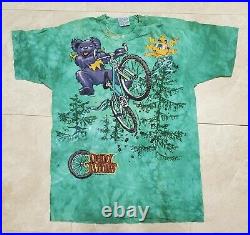 Vtg 90s Grateful Dead Treads Bear AOP All Over Print Liquid Blue T Shirt L Large
