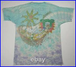 Vtg 90s Liquid Blue Tie Dye Grateful Dead Carnival Single Stitch Tshirt Thrashed