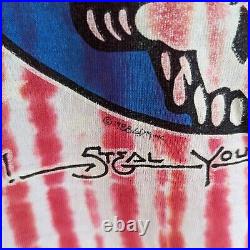 Vtg Anvil 1988 Grateful Dead Steal Your Face Red White Blue Tie Dye Shirt Sz L