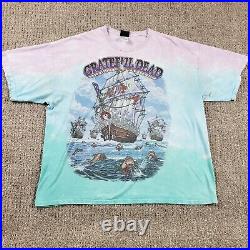 Vtg GRATEFUL DEAD T Shirt Mens 2XL Liquid Blue Tie Dye Ship of Fools 2001 Band