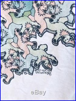 Vtg Grateful Dead Bears Optical MC Escher Style T-shirt Liquid Blue DOUBLE SIDED
