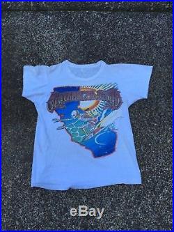 Vtg Grateful Dead Surfing Skeleton T-shirt 1986 80s Paperthin Small Tee Small