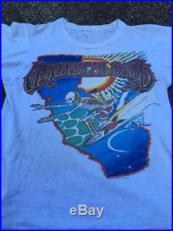 Vtg Grateful Dead Surfing Skeleton T-shirt 1986 80s Paperthin Small Tee Small