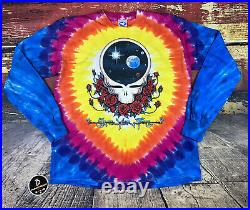 Vtg Grateful Dead T Shirt Long Sleeve Liquid Blue Tie Dye Concert Tee 1992 XL