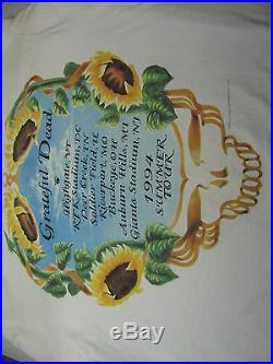 Vtg Rare GRATEFUL DEAD Concert T Shirt Garcia 94 Tour Sunflower Grower Art USA