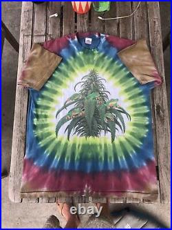 Vtg t shirt Red Eyed Ganja Frogs Tie Dye Grateful Dead Pot Marijuana Weed 90s XL
