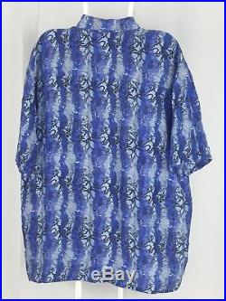 XL Grateful Dead Silk Button Front All Over Blue Dancing Bears Hawaiian Shirt